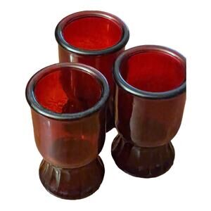 Vintage Wheaton Ruby Red Juice Glass 3 7/8" Tall x 2 3/8" Wide Lot of 3